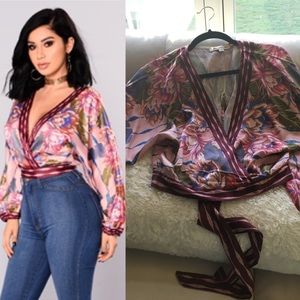 Fashion nova satin wrap top